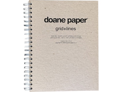 Doane Grid + Lines Professional Notebook, 8.38 x 10.88, Graph and Lined Ruled, 100 Sheets, Gray, 8