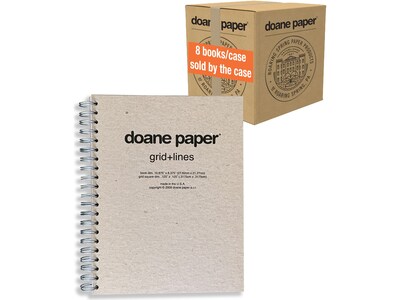 Doane Grid + Lines Professional Notebook, 8.38" x 10.88", Graph and Lined Ruled, 100 Sheets, Gray, 8/Case (85600cs)