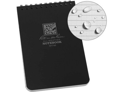 Rite in the Rain All-Weather Pocket Notebook, 4 x 6, 50 Sheets, Black (746)