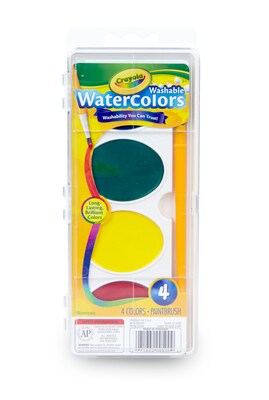 Crayola Jumbo Washable Watercolors, Assorted Colors, 4/Set (53-0500)