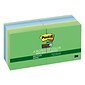 Post-it® Recycled Super Sticky Notes, 3 x 3, Bora Bora Collection, 90 Sheets/Pad, 12 Pads/Pack (65