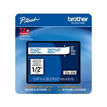 Brother P-touch TZe-233CS Laminated Label Maker Tape, 1/2 x 26-2/10, Blue on White (TZe-233CS)