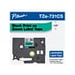 Brother P-touch TZe-731CS Laminated Label Maker Tape, 1/2" x 26-2/10', Black on Green (TZe-731CS)