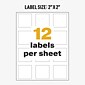 Avery UltraDuty Laser Specialty Labels, 2" x 2", White, 12 Labels/Sheet, 50 Sheets/Pack (60506)