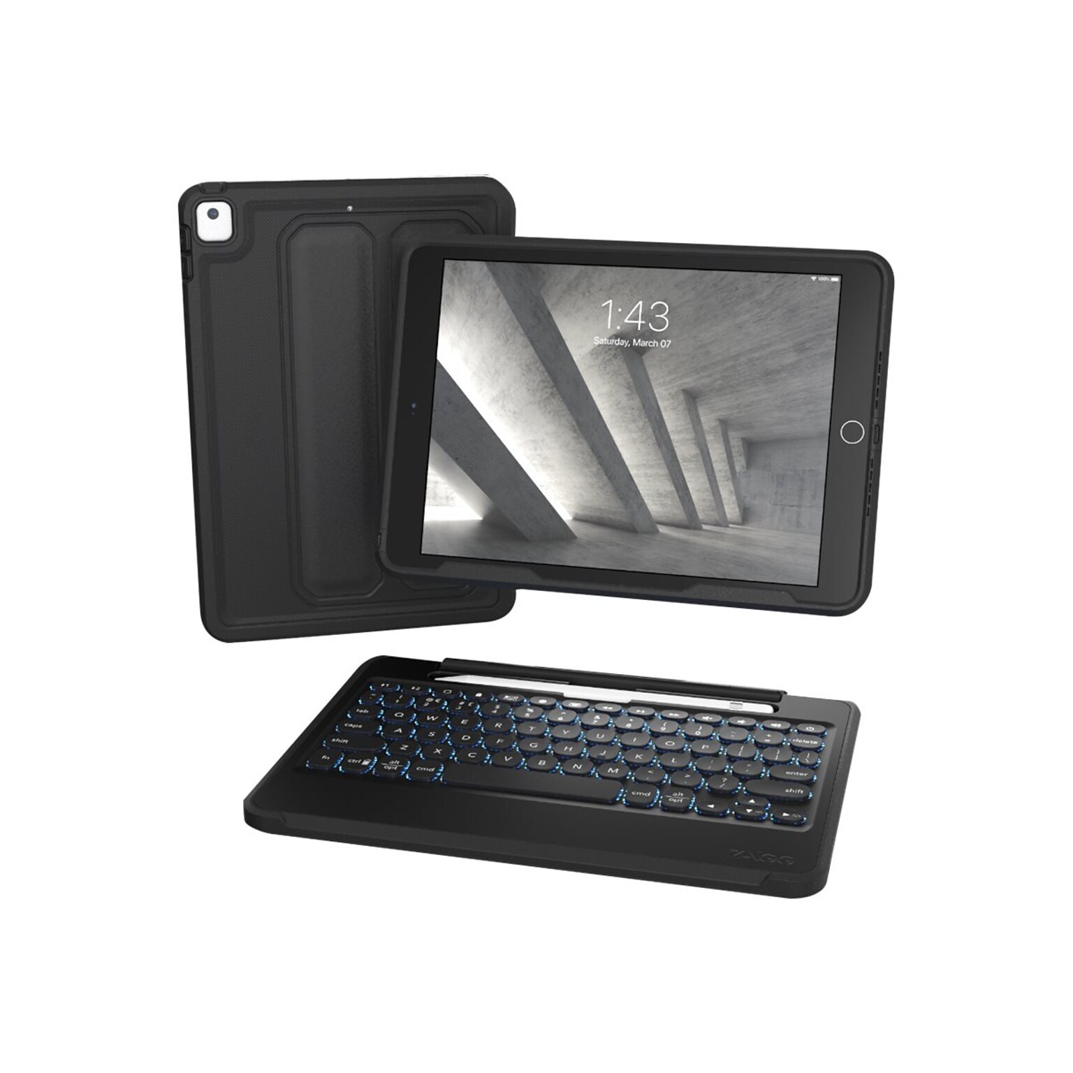 ZAGG 103104613 Rugged Book Polycarbonate Folio for 10.2 iPad, Black