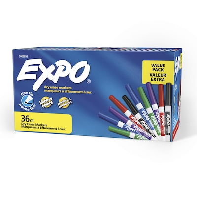 Expo Dry Erase Markers, Fine Tip, Assorted, 36/Pack (2003893)