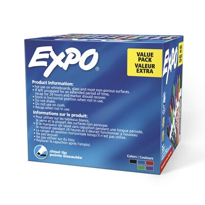 Expo Low Odor Tank Dry Erase Marker, Chisel Tip, Assorted, 36/Pack (1921061)