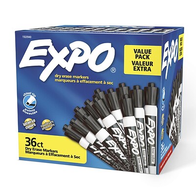 Expo Low Odor Dry Erase Marker, Chisel Point, Black Ink, 36/Box (1920940)