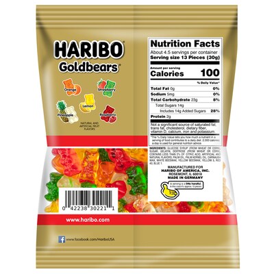 Haribo Gold-Bears Gummi Fruit, 5 oz, 12/Carton (HAR30220)