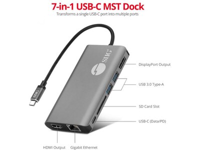 SIIG MST Video with Hub, LAN and PD 3.0 Docking, Windows (JU-DK0F11-S1)