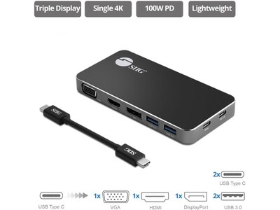 SIIG MST Video Travel Docking Station with PD, Windows (JU-DK0D11-S1)