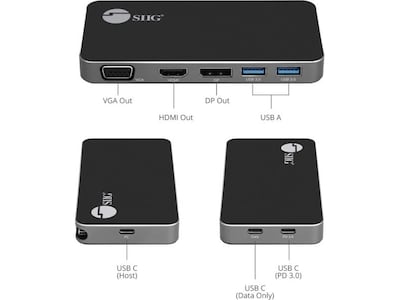 SIIG MST Video Travel Docking Station with PD, Windows (JU-DK0D11-S1)