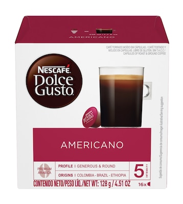 Nescafe Dolce Gusto Americano House Blend Coffee Nescafe Capsules, Medium Dark Roast, 16/Box (NES48060/7368)