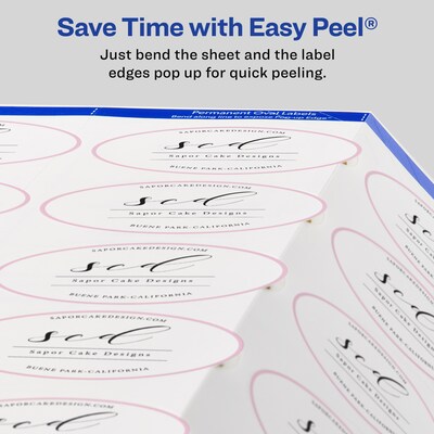 Avery Easy Peel Laser/Inkjet Labels, 1 1/2" x 2 1/2", Glossy White, 18 Labels/Sheet, 10 Sheets/Pack, 180 Labels/Pack (22804)