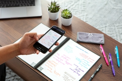 Rocketbook Core Reusable Smart Notebook, 8.5" x 11", Lined Ruled, 32 Sheets, Black (EVR2-L-RC-A)