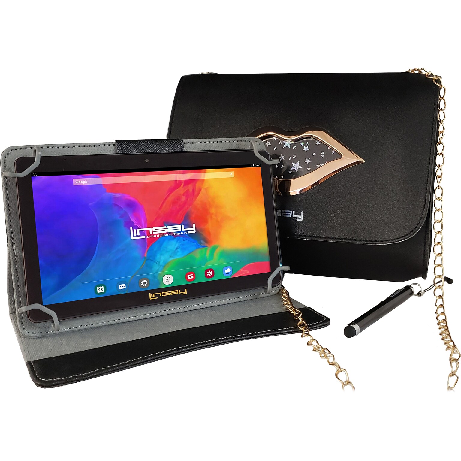 Linsay 7 Tablet with Stylus, Case & Handbag, 2GB RAM, 64GB Storage, Android 13 (F7UHDBLACKKISS)