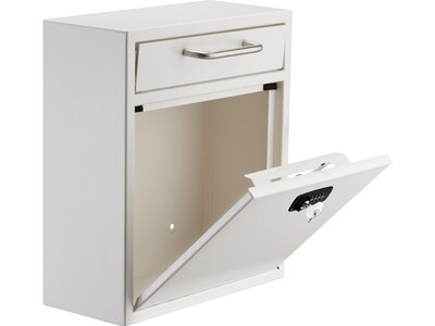 AdirOffice Steel Medium Wall Mounted Interoffice Mailbox Drop Box, White (631-05-WHI-KC)