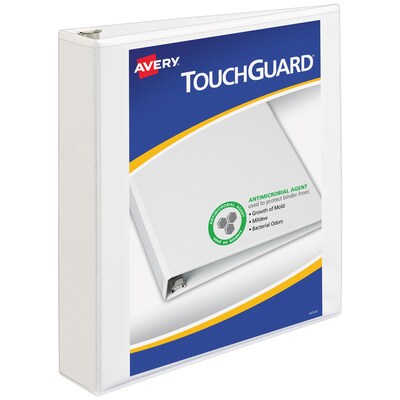 Avery TouchGuard Protection Heavy Duty 1 1/2" 3-Ring View Binders, Slant Ring, White (17142)