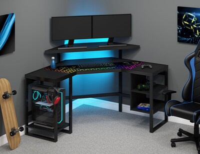 Whalen Leet LevelUp 53" Corner Desk, Onyx (SPLS-LTCGD)