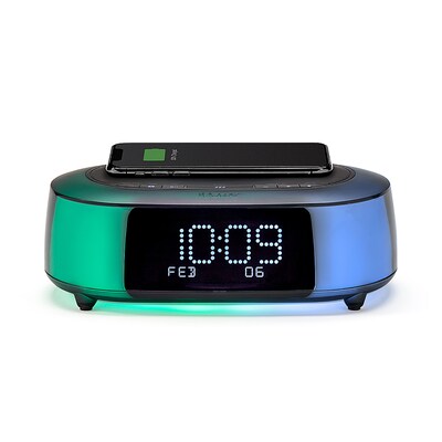 iHome Timeboost Glow Qi Fast Charging Color Changing Bluetooth Alarm Clock (IBTW281B)