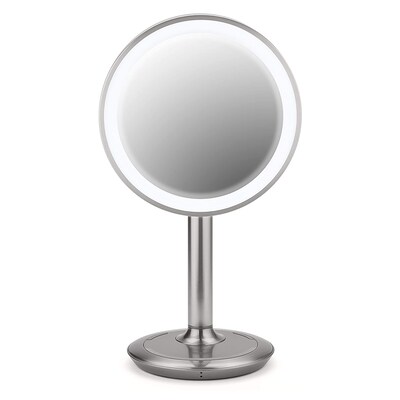 iHome Luxpower 9 Bluetooth Vanity Mirror with Wireless and USB Charging, Silver (ICVBTW11SN)