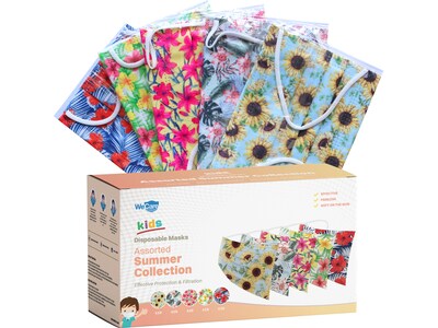 WeCare 3-ply Disposable Face Masks, Kids, Assorted Summer Designs, 50/Box (WMN100101)