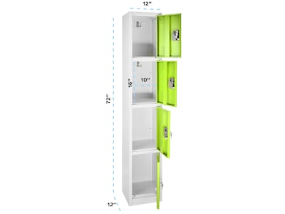 AdirOffice 72'' 4-Tier Key Lock Green Steel Storage Locker (629-204-GRN)