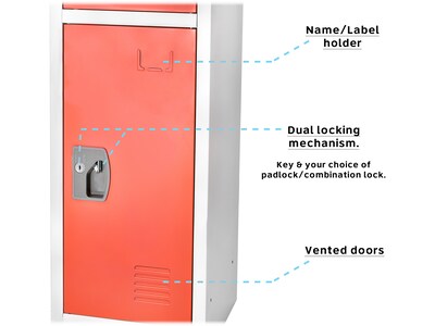 AdirOffice 72'' 3-Tier Key Lock Red Steel Storage Locker (629-203-RED)