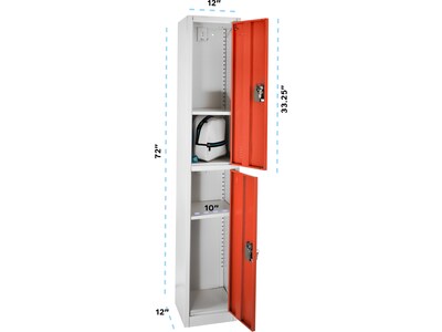 AdirOffice 72'' 2-Tier Key Lock Red Steel Storage Locker (629-202-RED)