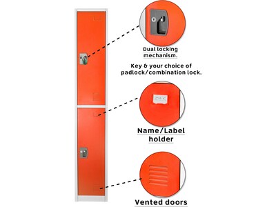 AdirOffice 72'' 2-Tier Key Lock Red Steel Storage Locker (629-202-RED)
