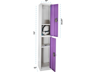 AdirOffice 72" 2-Tier Key Lock Purple Steel Storage Locker (629-202-PUR)