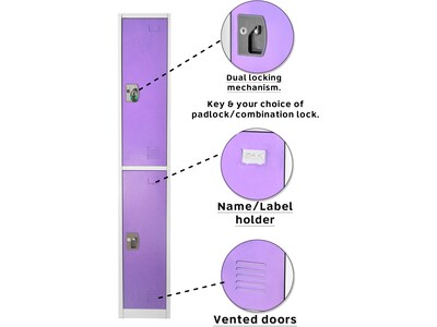 AdirOffice 72" 2-Tier Key Lock Purple Steel Storage Locker (629-202-PUR)