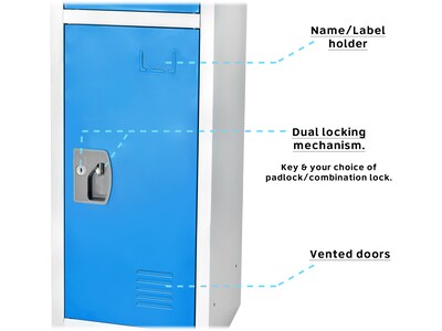 AdirOffice 72'' 3-Tier Key Lock Blue Steel Storage Locker (629-203-BLU)