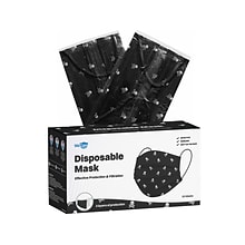 WeCare 3-ply Disposable Face Mask, Individually Wrapped, Adult, Black Skull Bones, 50/Box (WMN100096