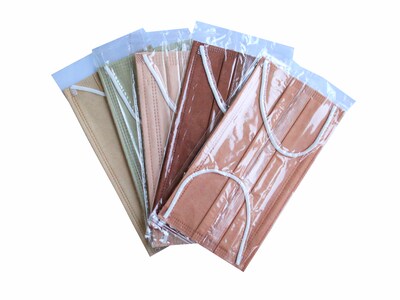 WeCare 3-ply Disposable Face Masks, Kids, Assorted Earth Tones, 50/Box (WMN100094)