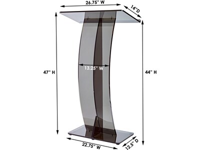 AdirOffice 47" Speaker Podium Lectern, Transparent Black (661-03-BLK)