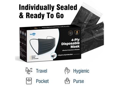 WeCare 4-ply Disposable Face Mask, Adult, Classic Black, 50/Box (WMN100086)