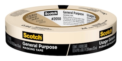 Scotch® General Purpose Masking Tape, Tan, 0.94 in x 60.1 yd (2050-24AP)