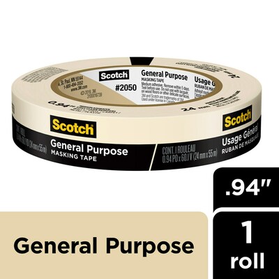 Scotch® General Purpose Masking Tape, Tan, 0.94 in x 60.1 yd (2050-24AP)