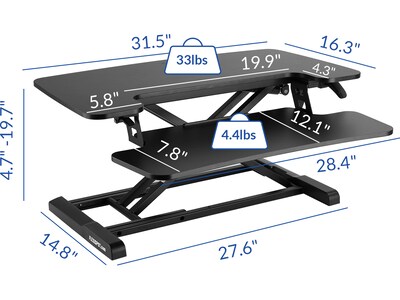 FlexiSpot AlcoveRiser 5-20 Standing Desk Converter, Black (M732-E)