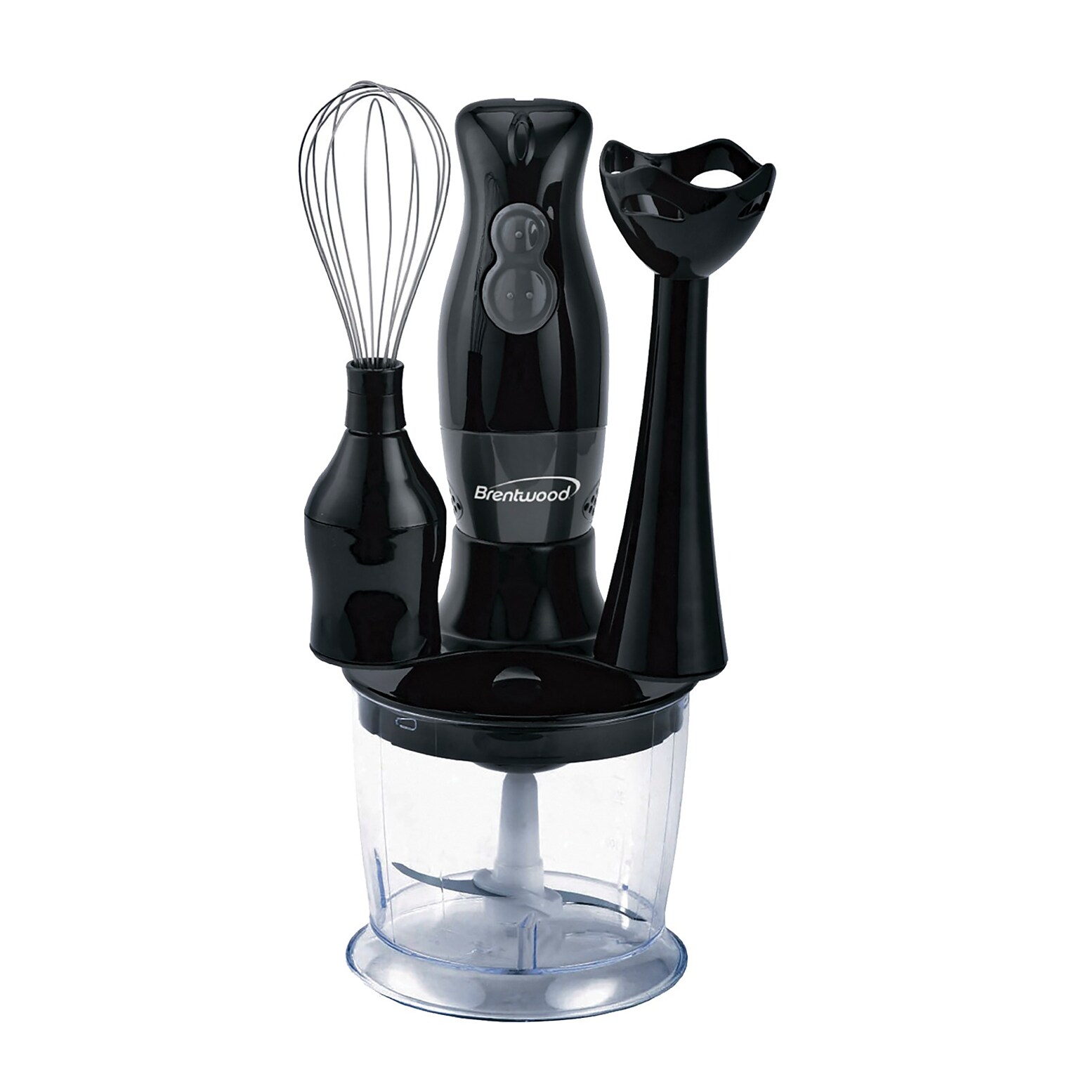 Brentwood Appliances 2-Speed Hand Blender and Food Processor with Balloon Whisk (Black), (HB-38BK)