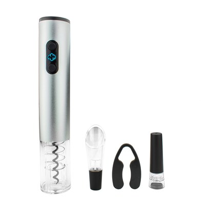 Brentwood Appliances Electric Wine Bottle Opener with Foil Cutter, Vacuum Stopper, and Aerator Pourer, (WA-2001S)