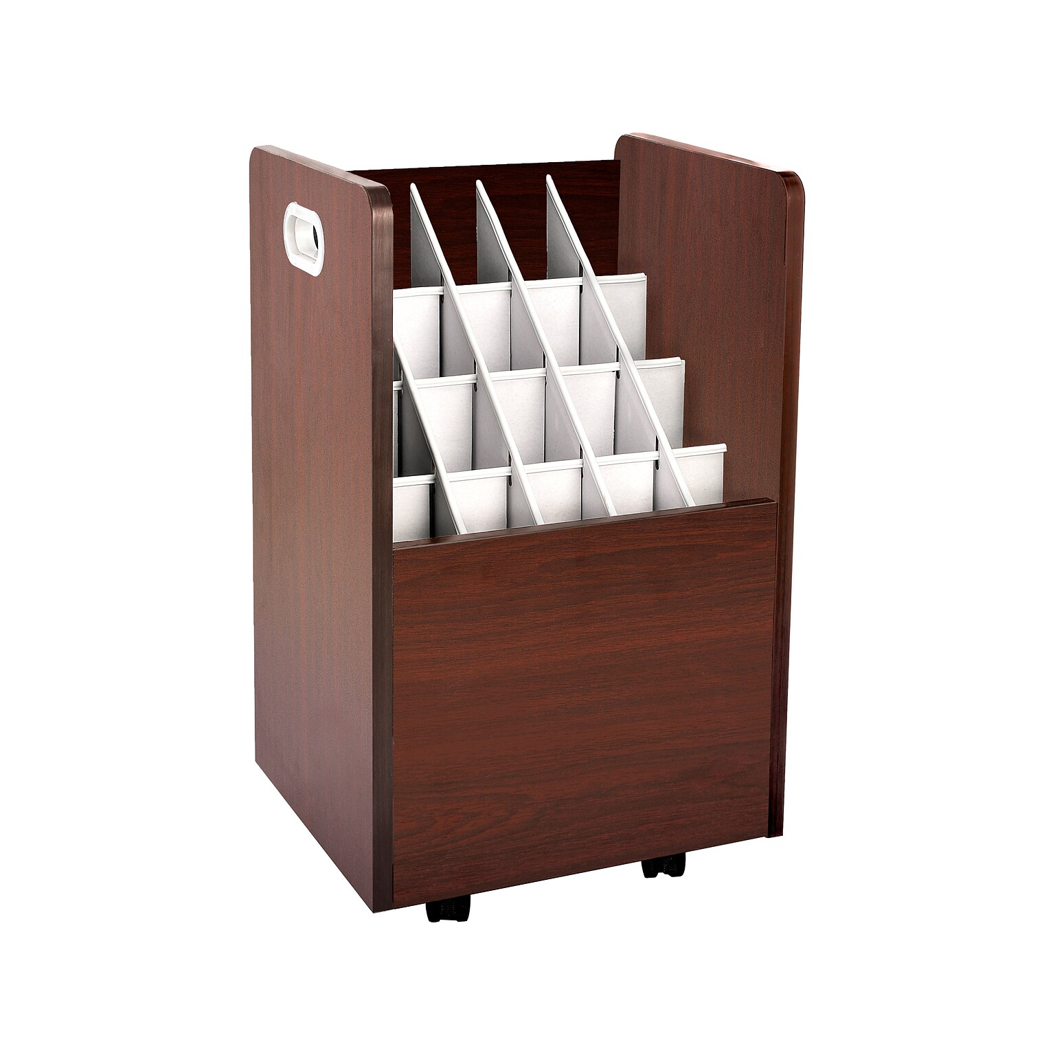 AdirOffice 20-Slot Mobile Roll File, 24.75H x 15.25W x 13.25D, Mahogany (624-MA)