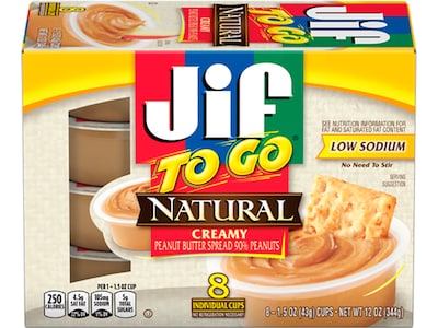 Jif To Go Natural Creamy Peanut Butter Spread, 1.5 Oz., 8/Box (5150024307)