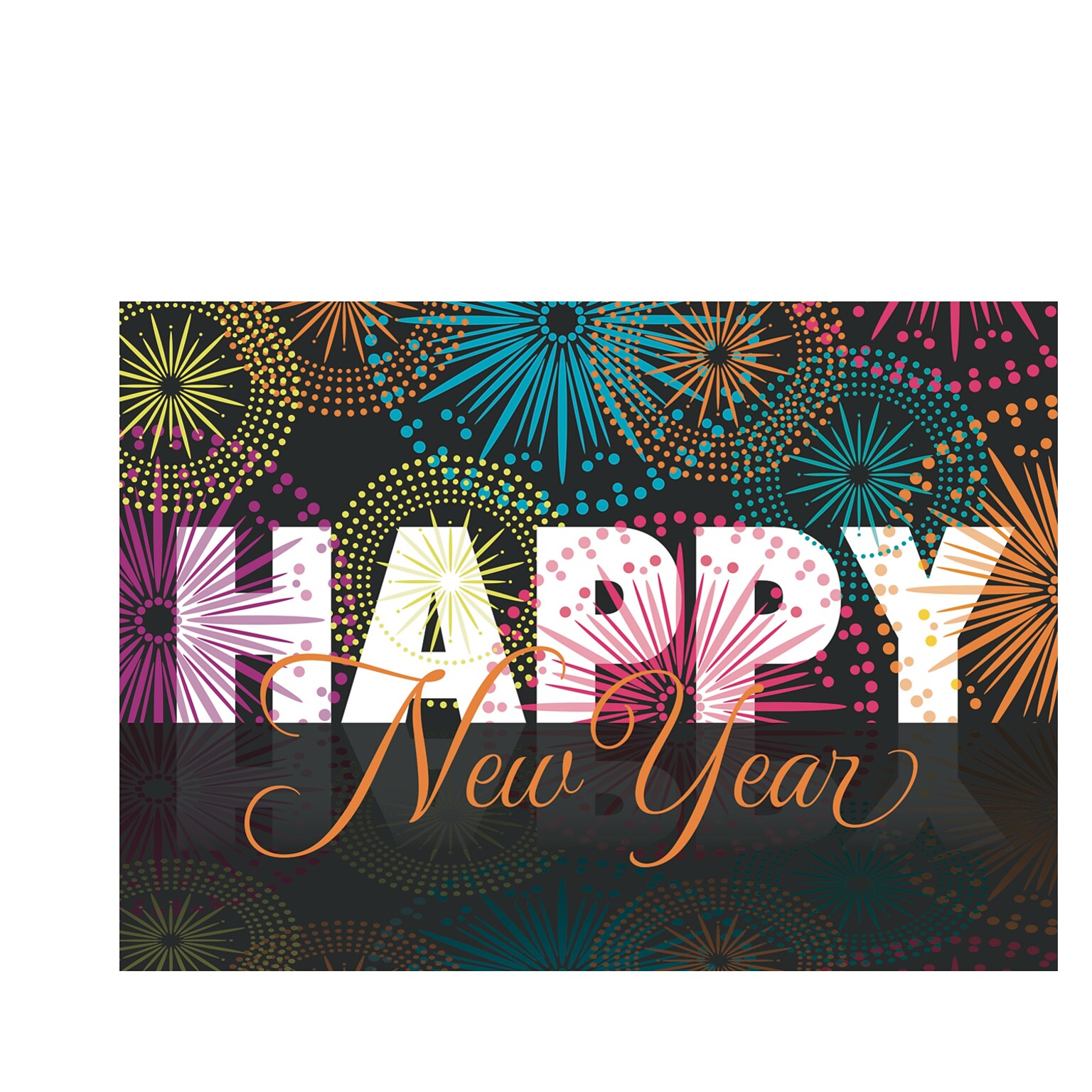 Custom Sparkling New Year Cards, with Envelopes, 7-7/8 x 5-5/8, 25 Cards per Set
