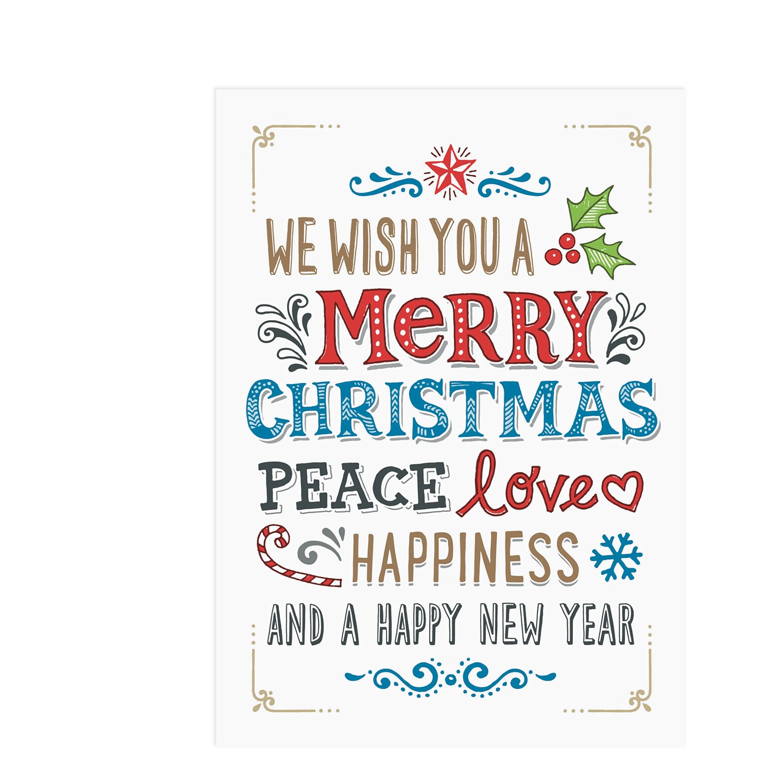 Custom Peace, Love & Happiness Cards, with Envelopes, 5 x 7, 25 Cards per Set