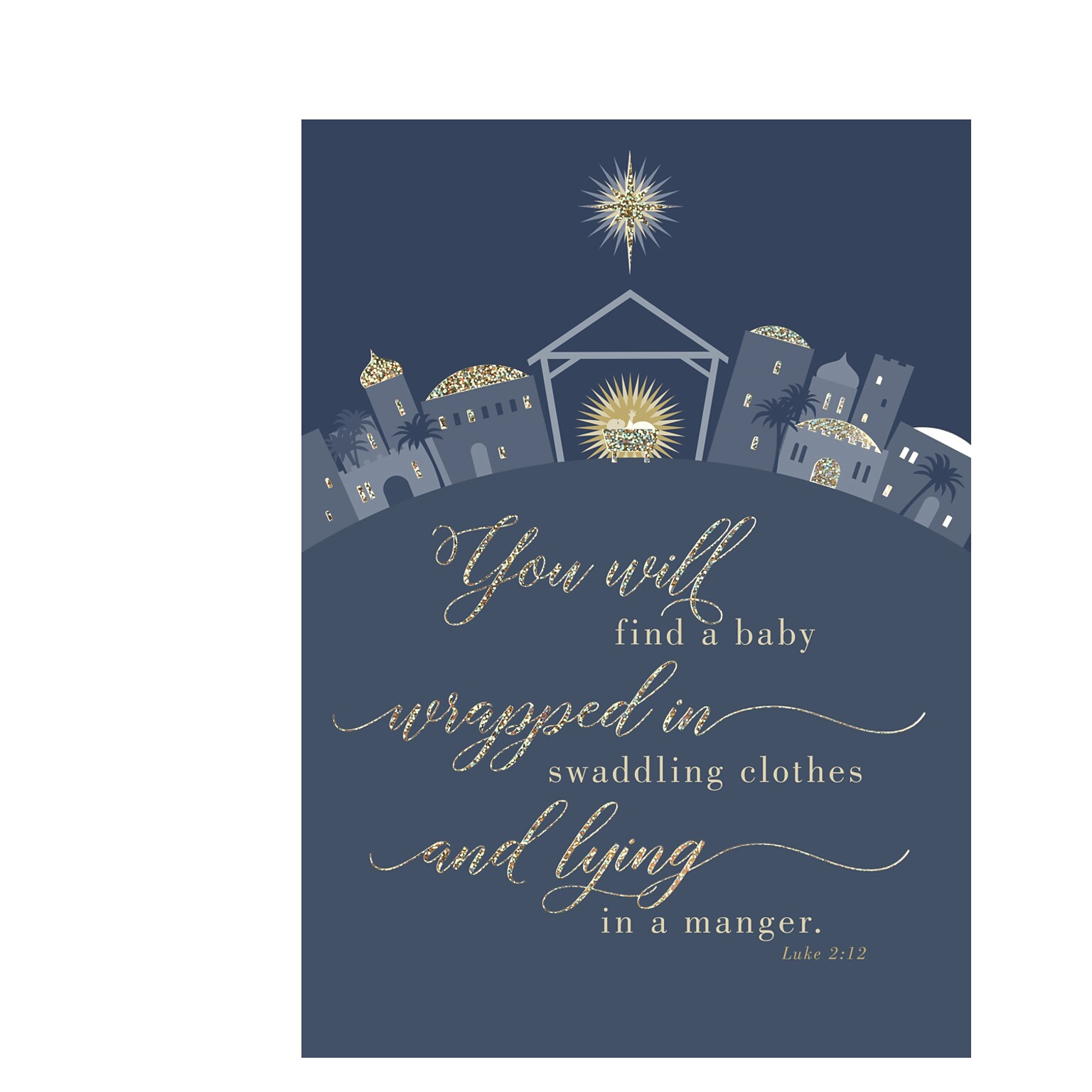 Custom Blessed Manger Cards, with Envelopes, 5-5/8 x 7-7/8, 25 Cards per Set