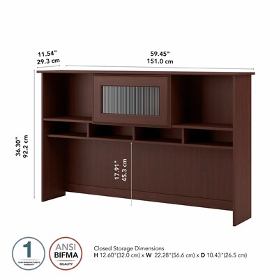 Bush Furniture 60"W Desktop Hutch, Cherry (WC31431)