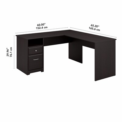 Bush Furniture Cabot 60W L Shaped Computer Desk with Drawers, Espresso Oak (CAB044EPO)