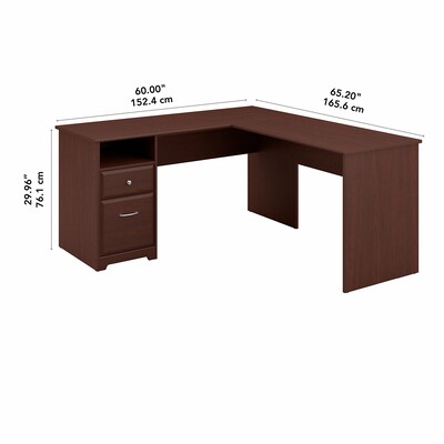 Bush Furniture Cabot 60W L Shaped Computer Desk with Drawers, Harvest Cherry (CAB044HVC)